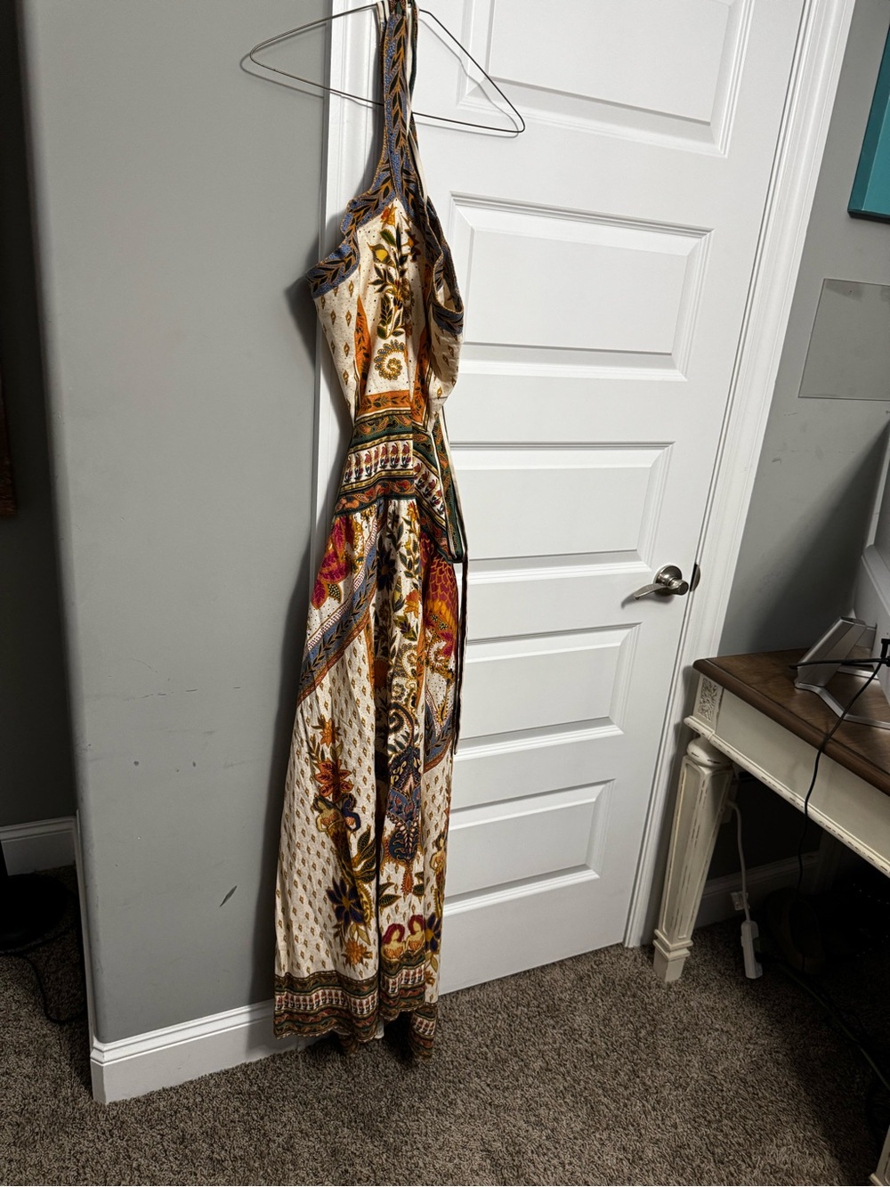 FARM Rio One-Shoulder Maxi Dress - Cream, Green, Orange, Blue